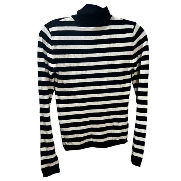 NWOT ZARA Women's Soft Knit Mock‎ Neck with Stripes Small - Picture 2 of 5